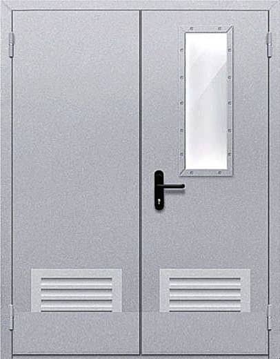 Двустворчатая противопожарная дверь со стеклом CM-90-1