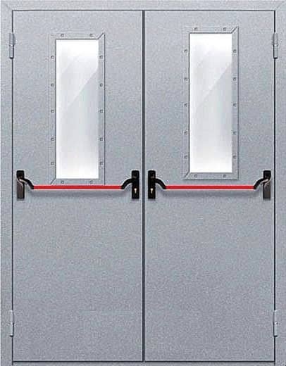 Двустворчатая противопожарная дверь со стеклом CM-90-2